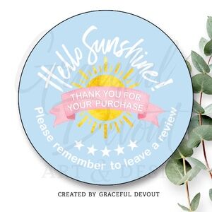 Hello Sunshine! - 2" (inches) Round Sticker (96ct.)  [GD4-96]